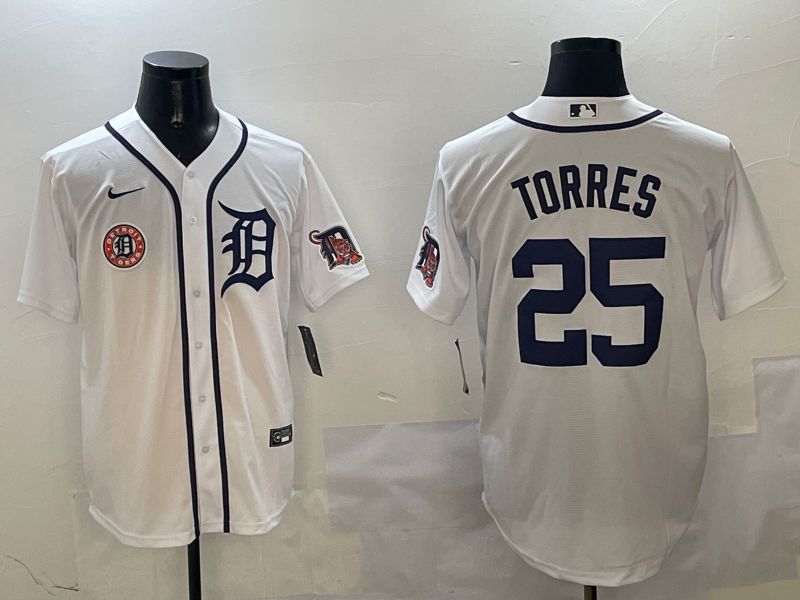 Men Detroit Tigers #25 Torres White Game 2025 Nike MLB Jersey style 3125->detroit tigers->MLB Jersey